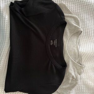 American Eagle Outfitters Black Short Sleeve Ribbed Top